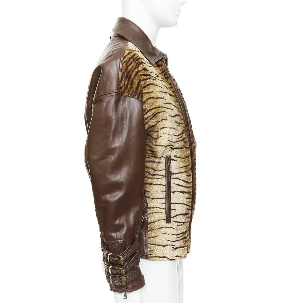 Gianni Versace Tiger Leather Bomber Brown Leather Good - Box View