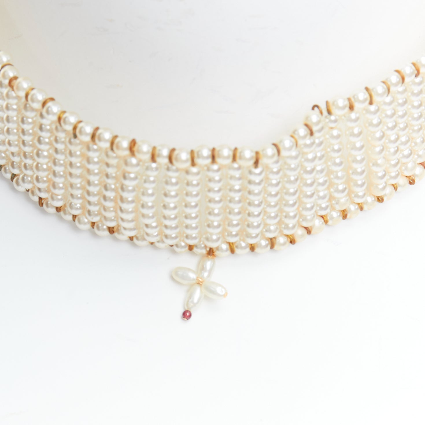 Dolce & Gabbana Pearl Cross Necklace - Back view