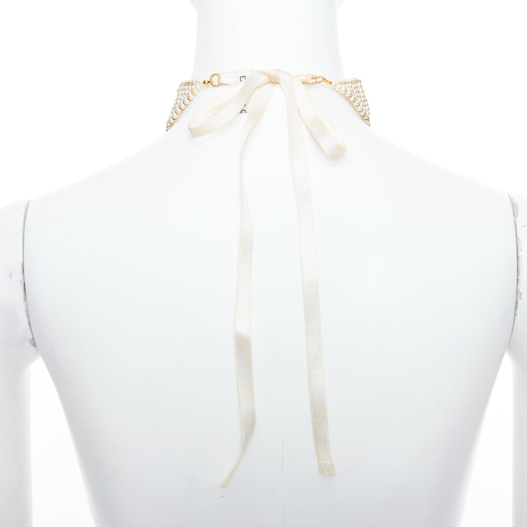 Dolce & Gabbana Pearl Cross Necklace - Side view