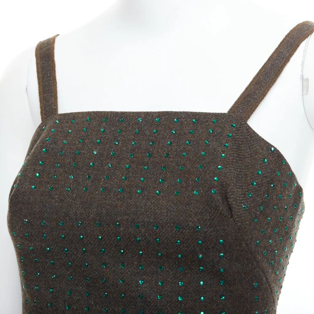 Miu Miu Green Crystal Bustier Green Wool Never worn - Back View