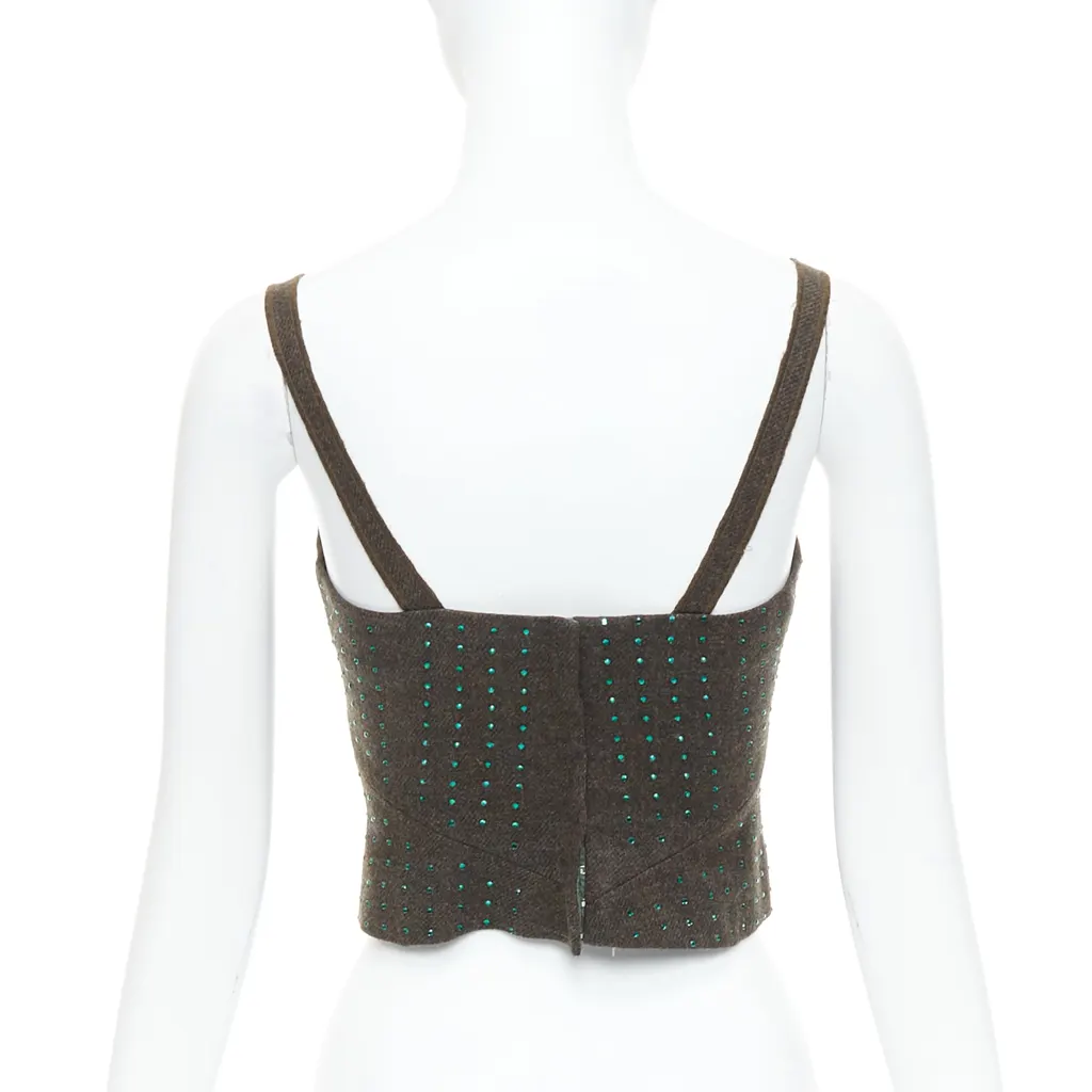 Miu Miu Green Crystal Bustier Green Wool Never worn - Box View