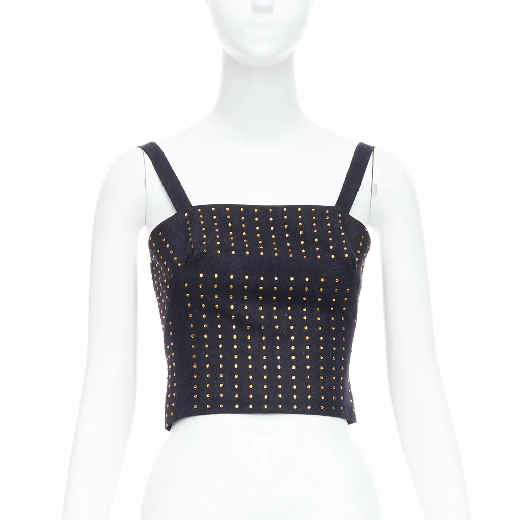 Miu Miu Black Crystal Bustier Black Wool Very good - Front View