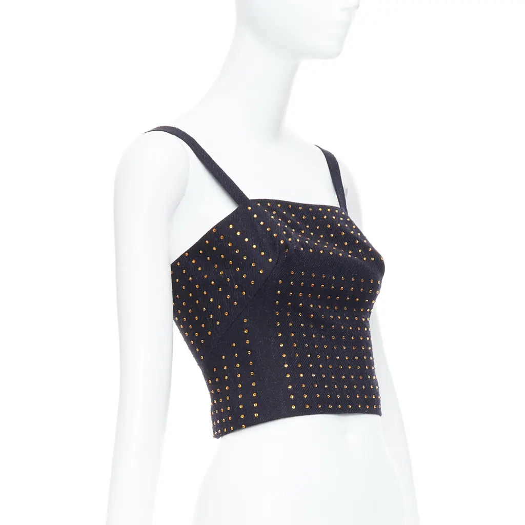 Miu Miu Black Crystal Bustier Black Wool Very good - Inside View