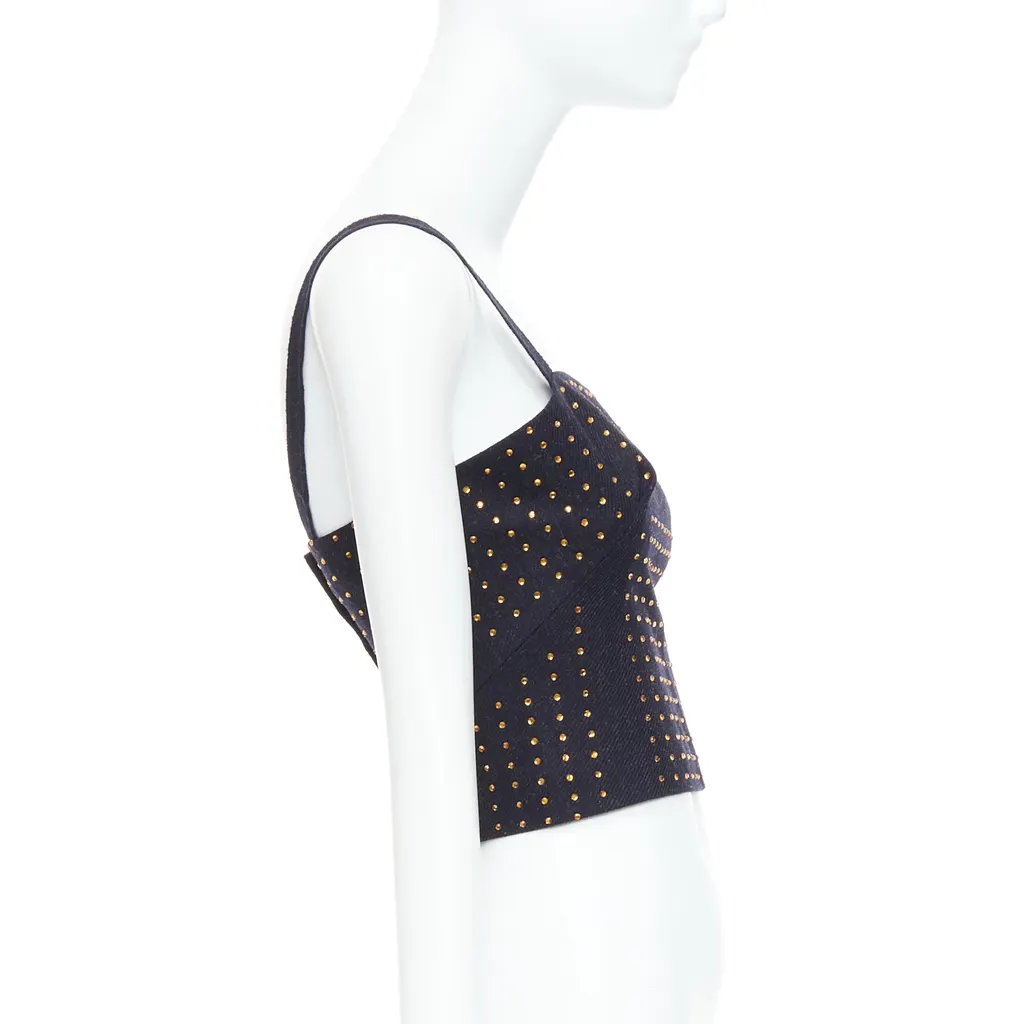 Miu Miu Black Crystal Bustier Black Wool Very good - Model View