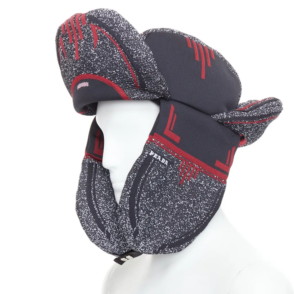 Prada Red Logo Trapper Hat Red Never worn, with tag - Back View