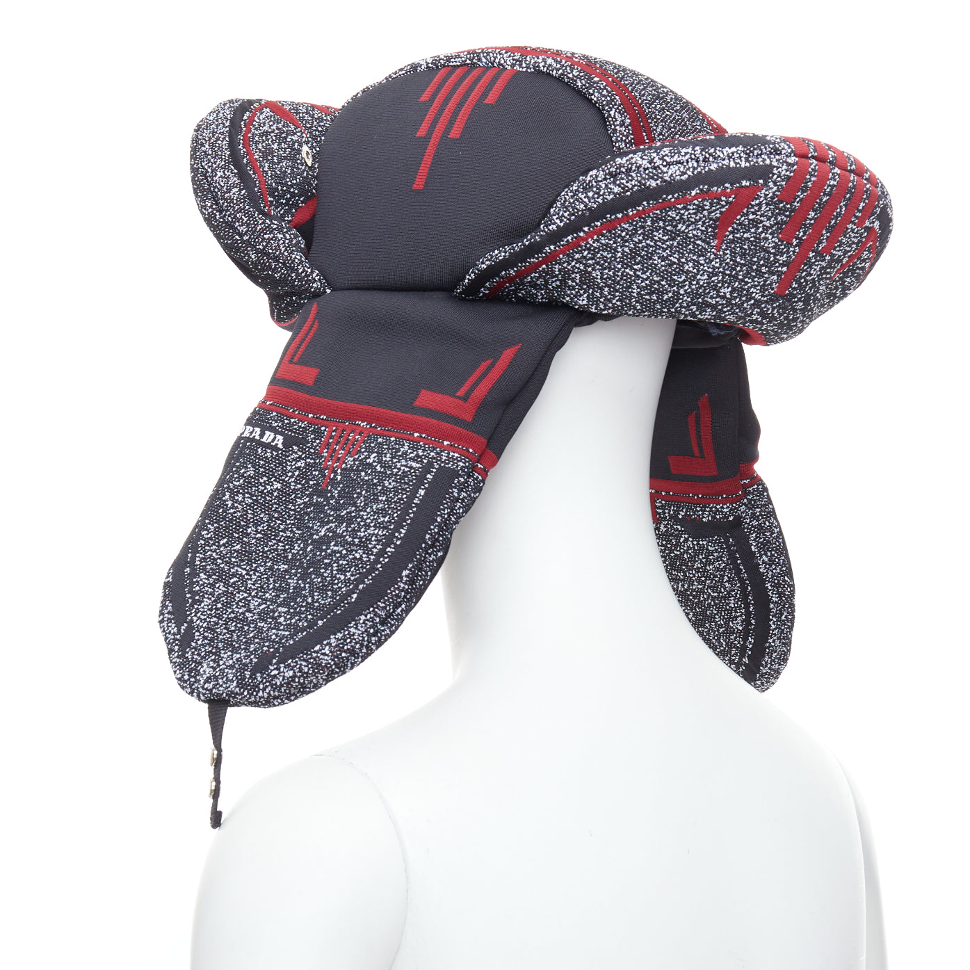 Prada Red Logo Trapper Hat - Detail 1