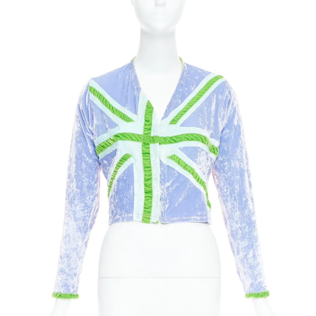 Unsigned Union Jack Cardigan Purple Silk Very good - Front View