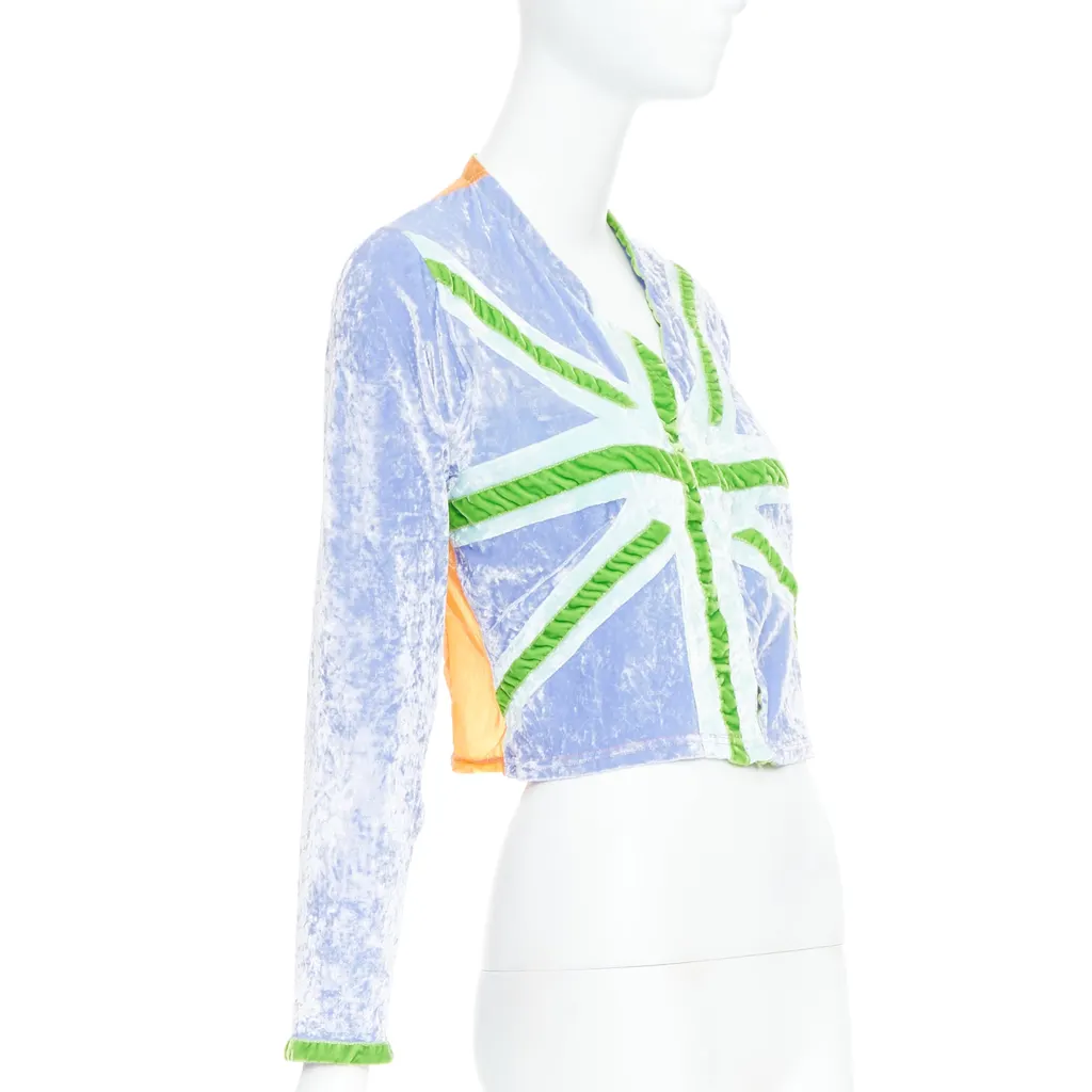 Unsigned Union Jack Cardigan Purple Silk Very good - Model View