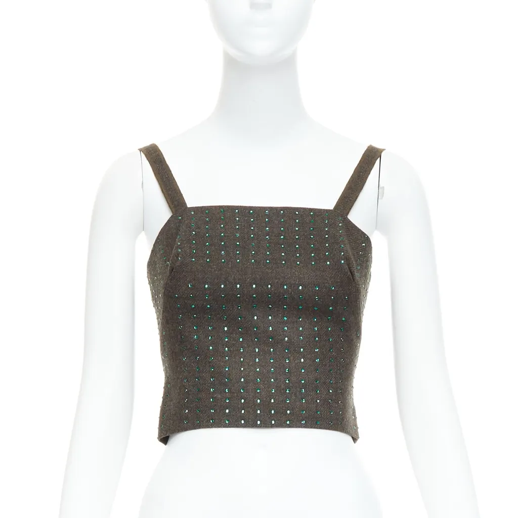 Miu Miu Green Crystal Bustier Green Wool Very good - Front View