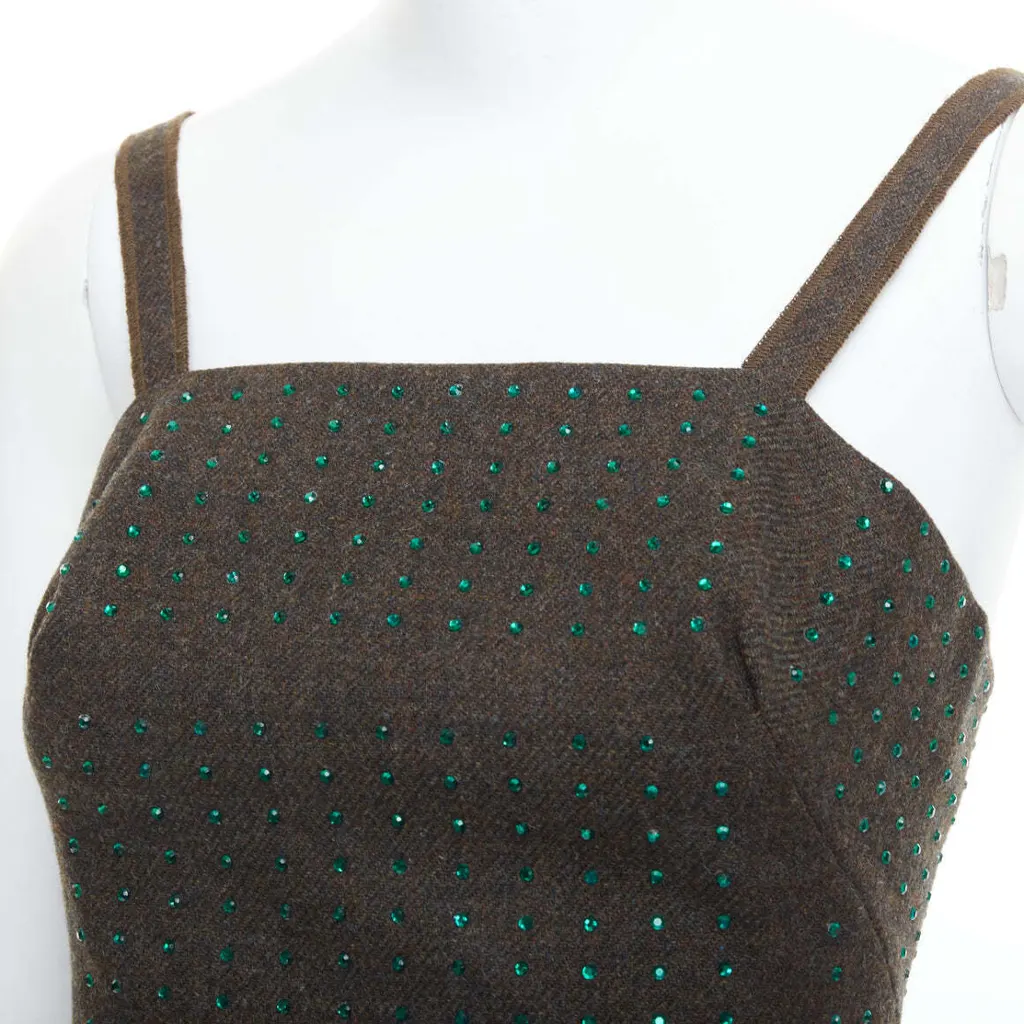 Miu Miu Green Crystal Bustier Green Wool Very good - Back View