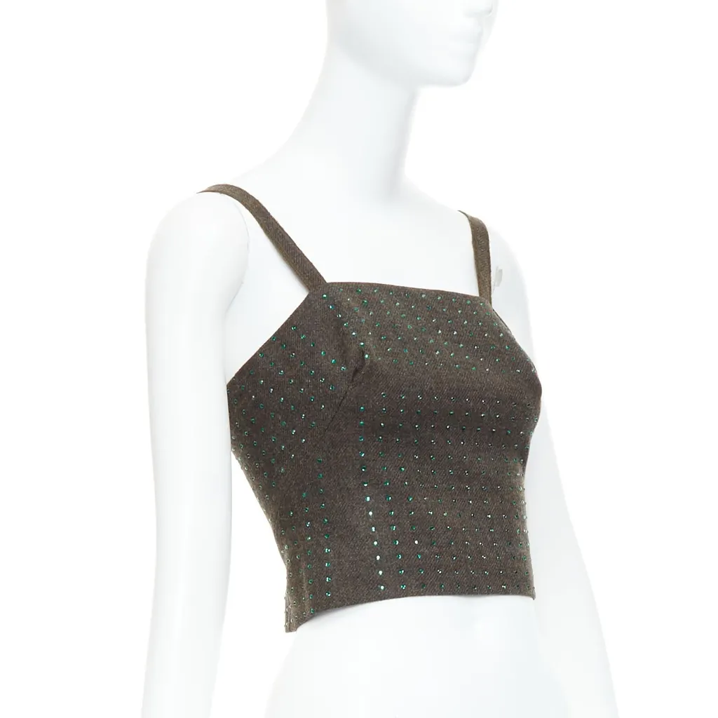 Miu Miu Green Crystal Bustier Green Wool Very good - Inside View