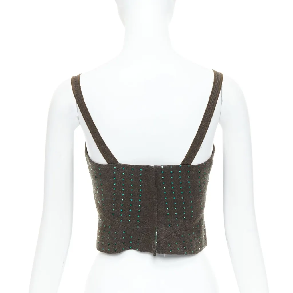 Miu Miu Green Crystal Bustier Green Wool Very good - Box View