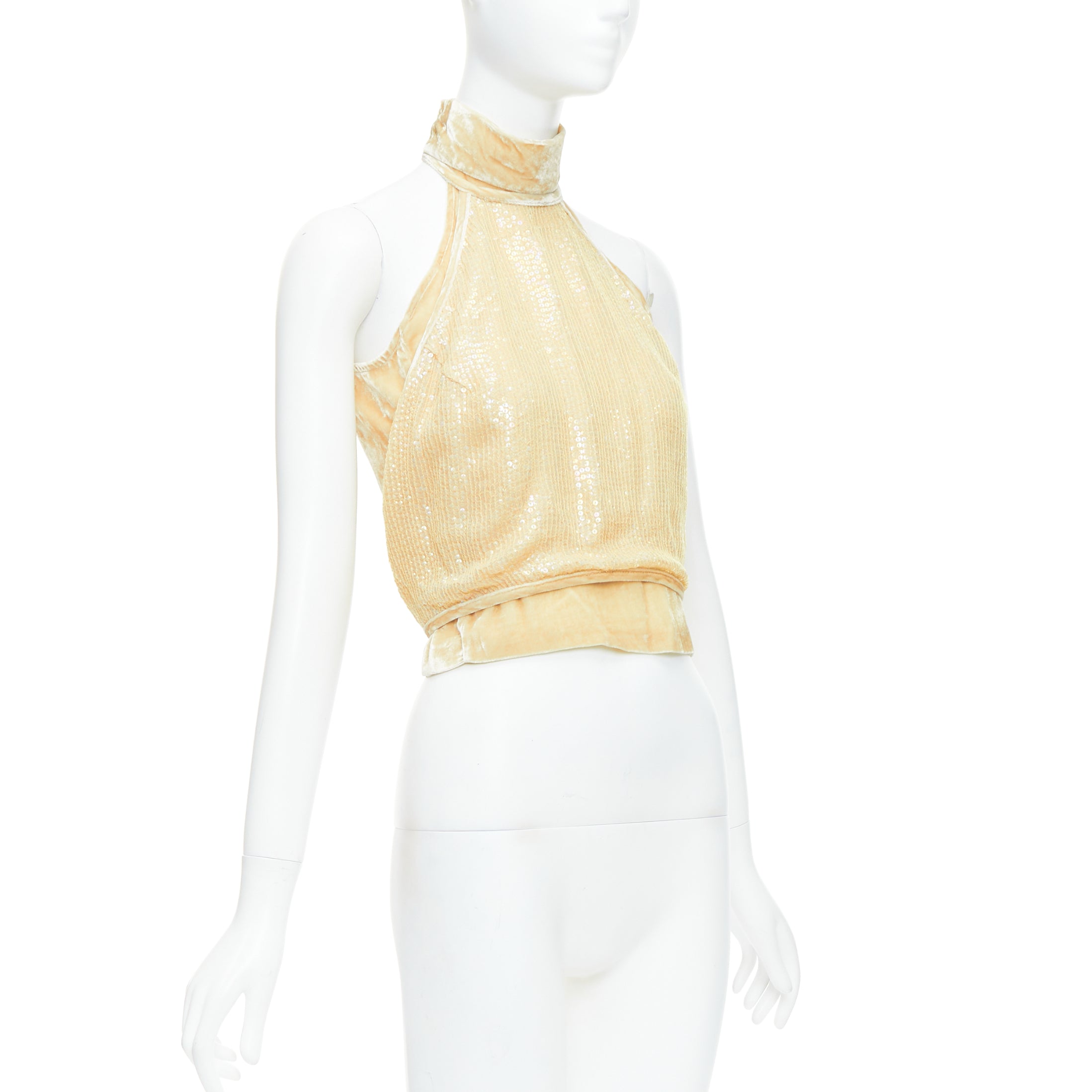Gianfranco Ferre Beaded Velvet Halter - Image 6