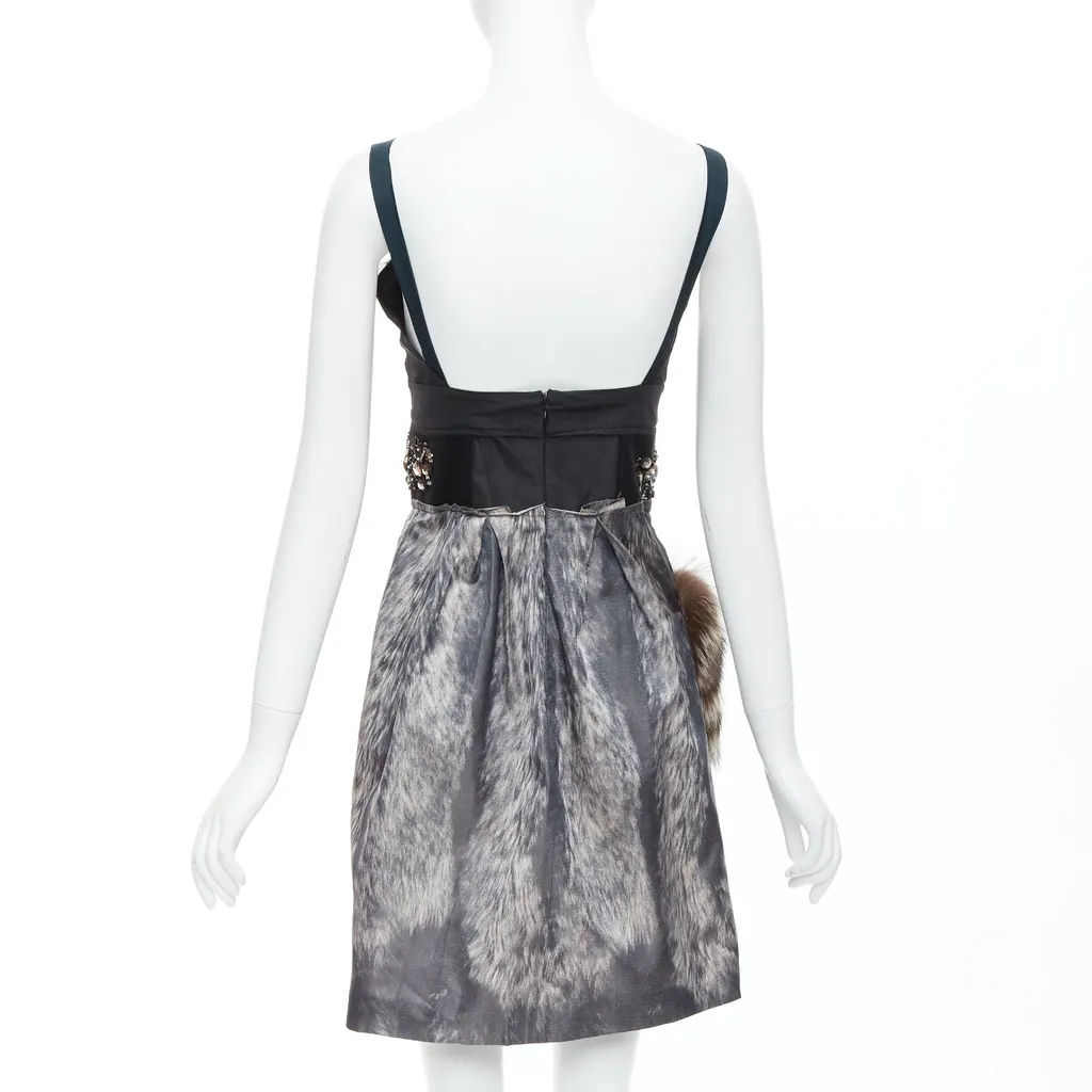 Prada Fur Bolts Dress Grey Fur Fair - Box View