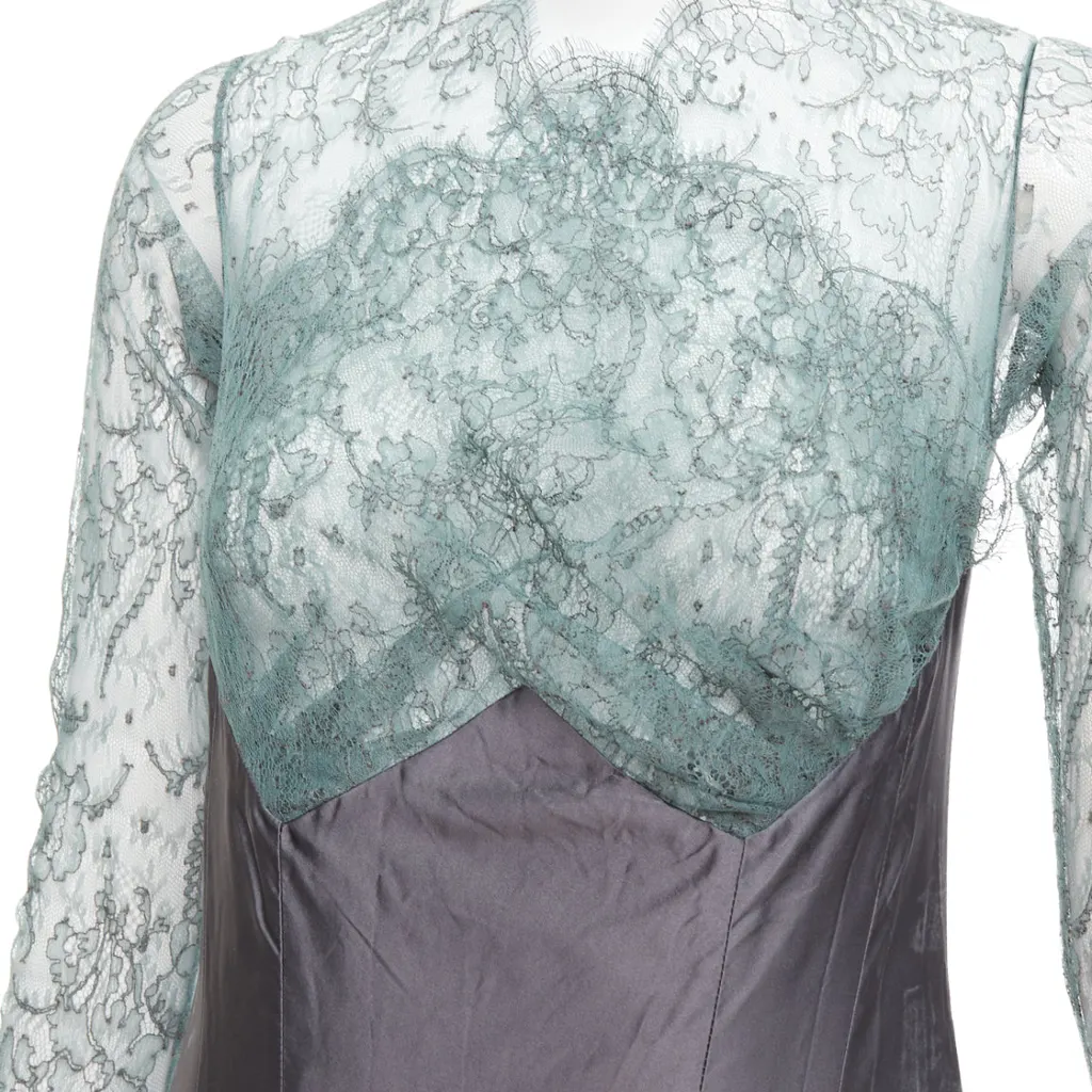 Guy Laroche Crossover Mermaid Gown Green Silk Fair - Back View