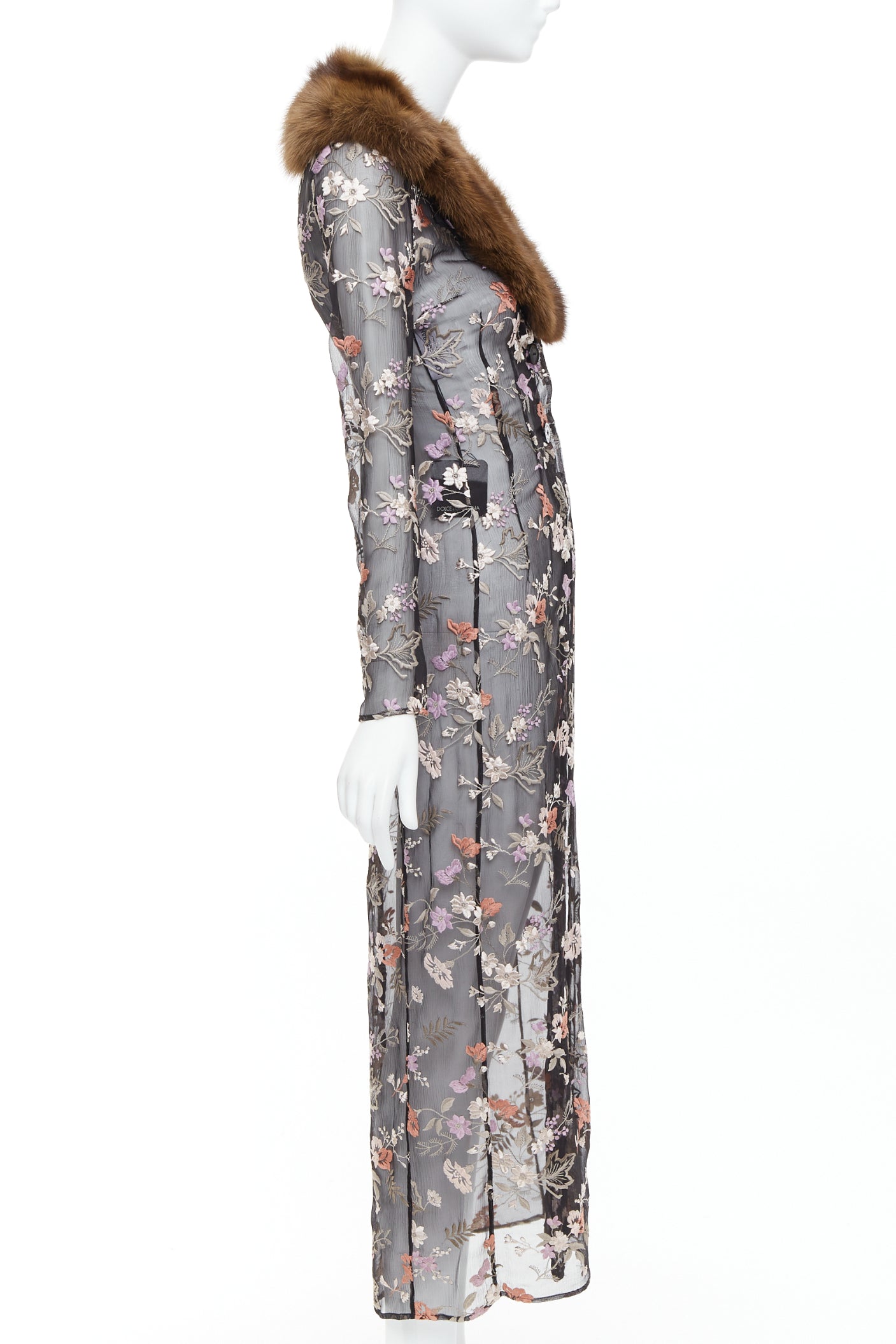 Dolce & Gabbana Black Floral Coat - Side view