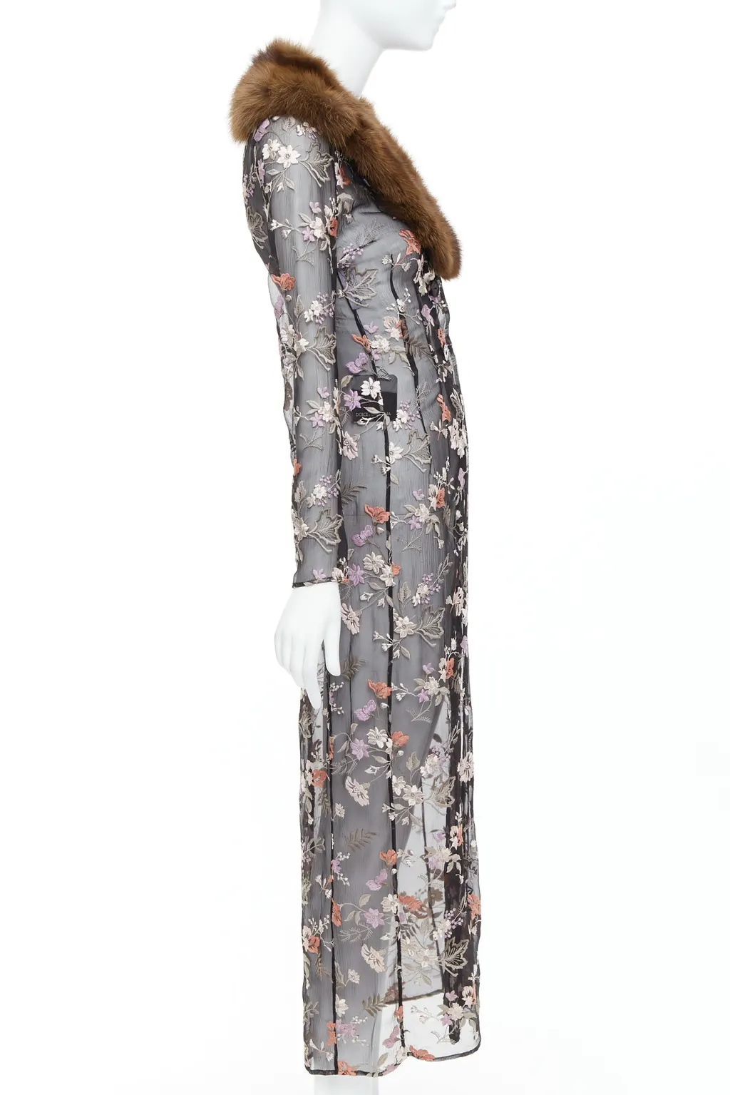 Dolce & Gabbana Black Floral Coat Black Silk Very good - Box View