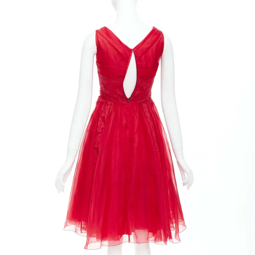 Dolce & Gabbana Lace Tulle Dress Red Cotton Never worn - Box View