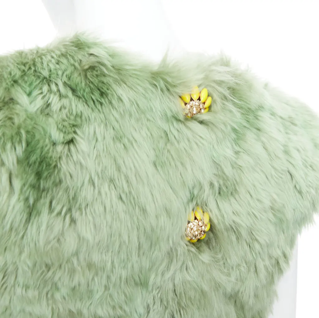 Dolce & Gabbana Fur Crystal Dress Blue Very good - Back View
