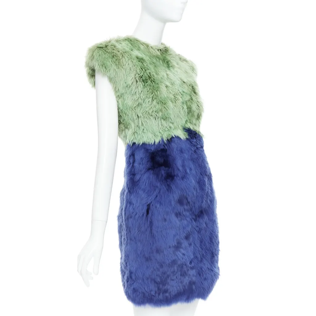 Dolce & Gabbana Fur Crystal Dress Blue Very good - Inside View