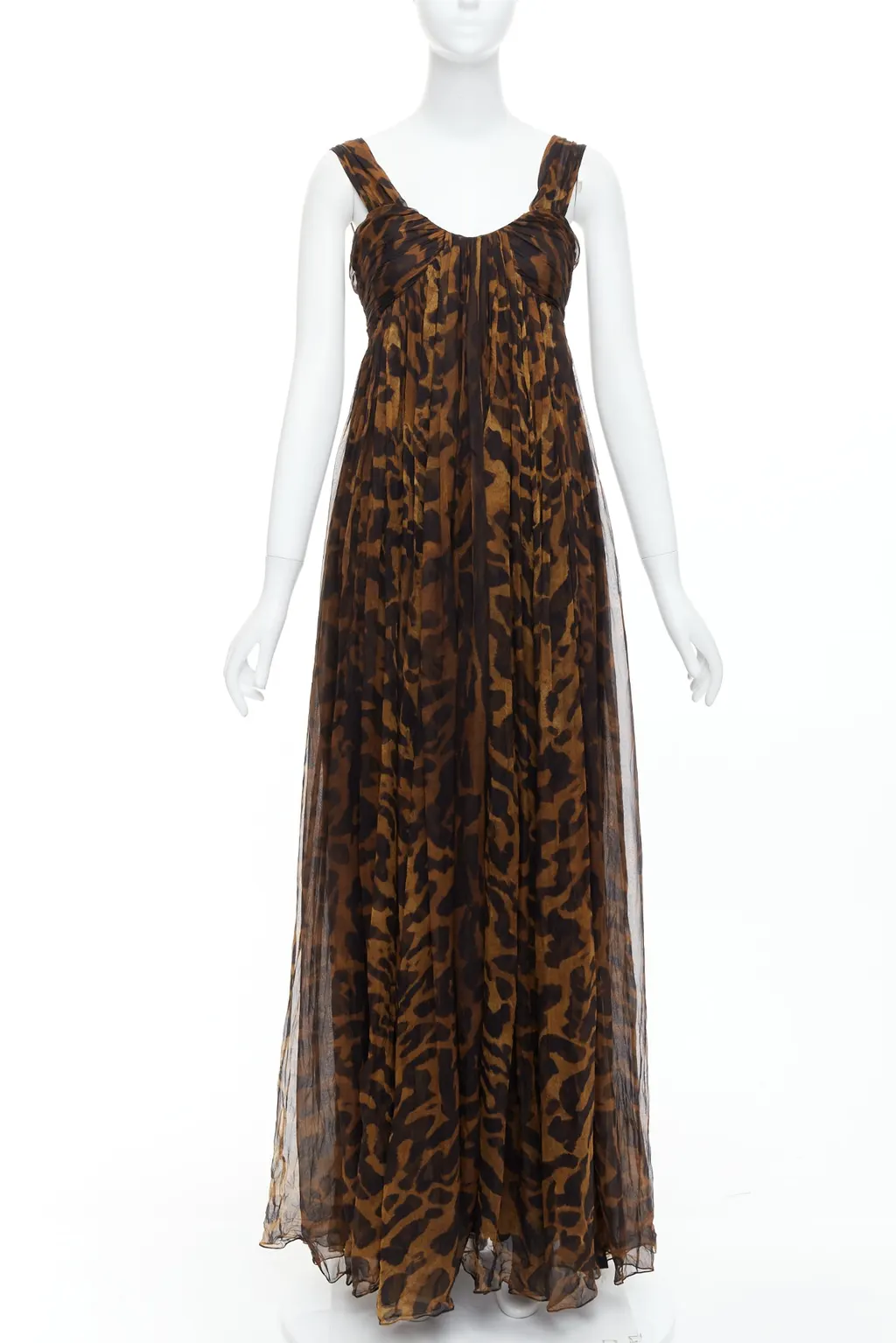 Alexander McQueen Leopard Corset Gown Brown Silk Very good - Front View