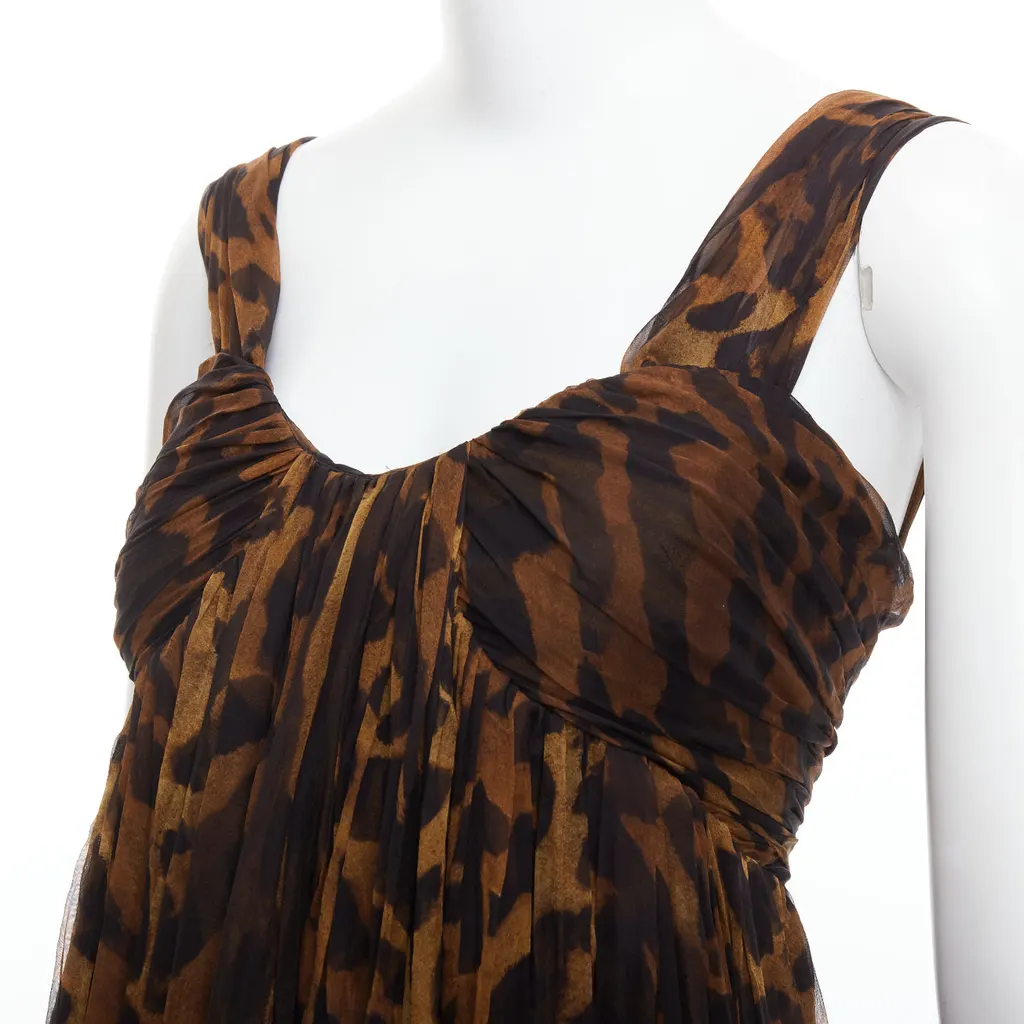 Alexander McQueen Leopard Corset Gown Brown Silk Very good - Back View