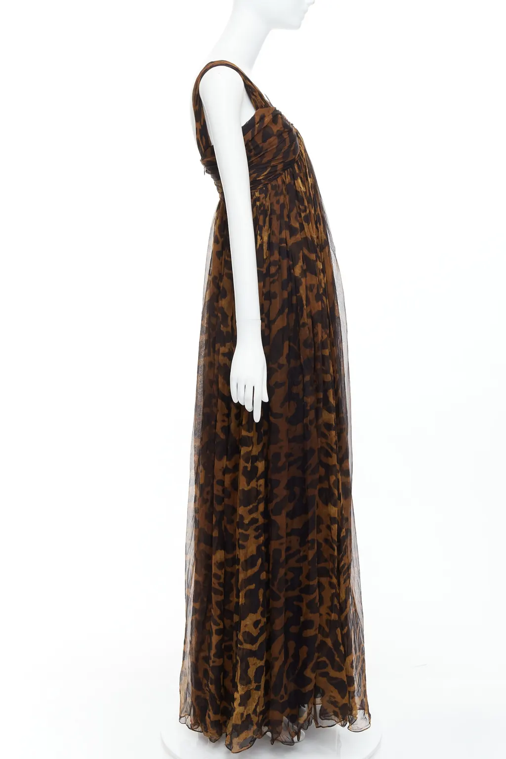 Alexander McQueen Leopard Corset Gown Brown Silk Very good - Model View