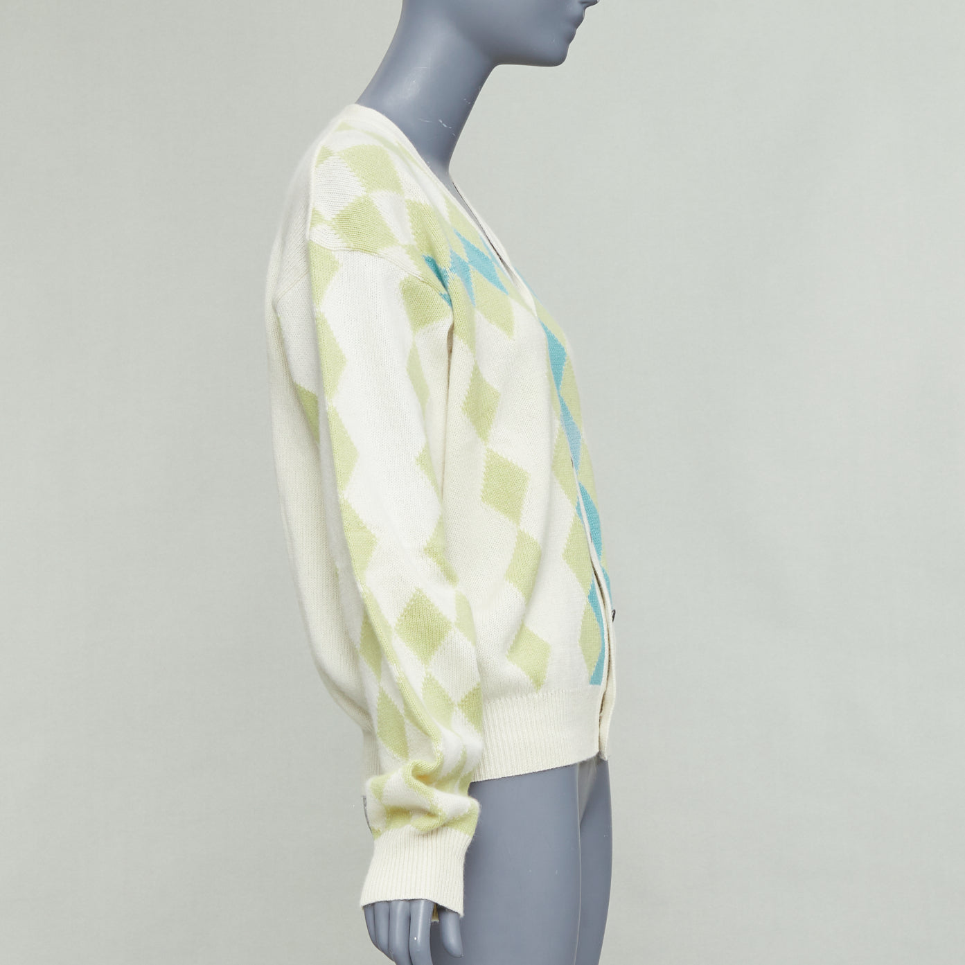 Gianni Versace Argyle Wool Cardigan - Side view