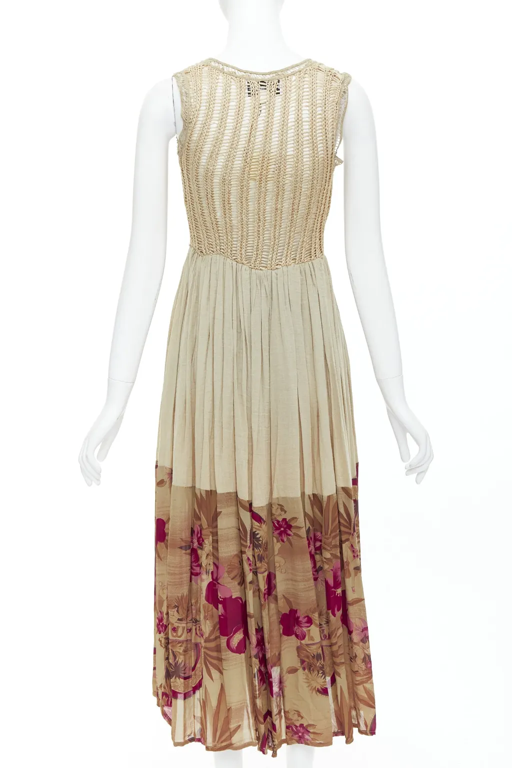 Unsigned Floral Midi Dress Khaki Polyester Never worn, with tag - Box View