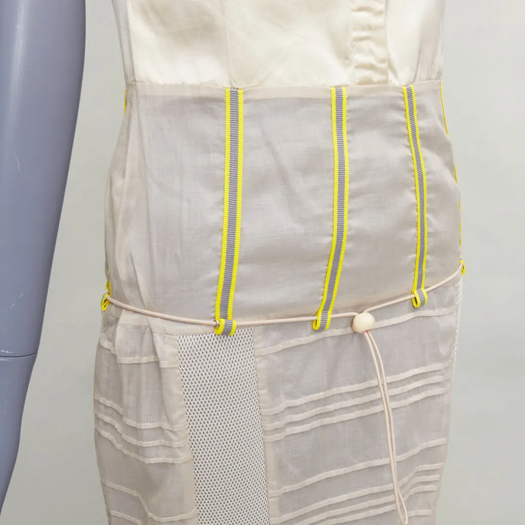 Miu Miu Patchwork Neon Dress Ecru Silk Very good - Back View