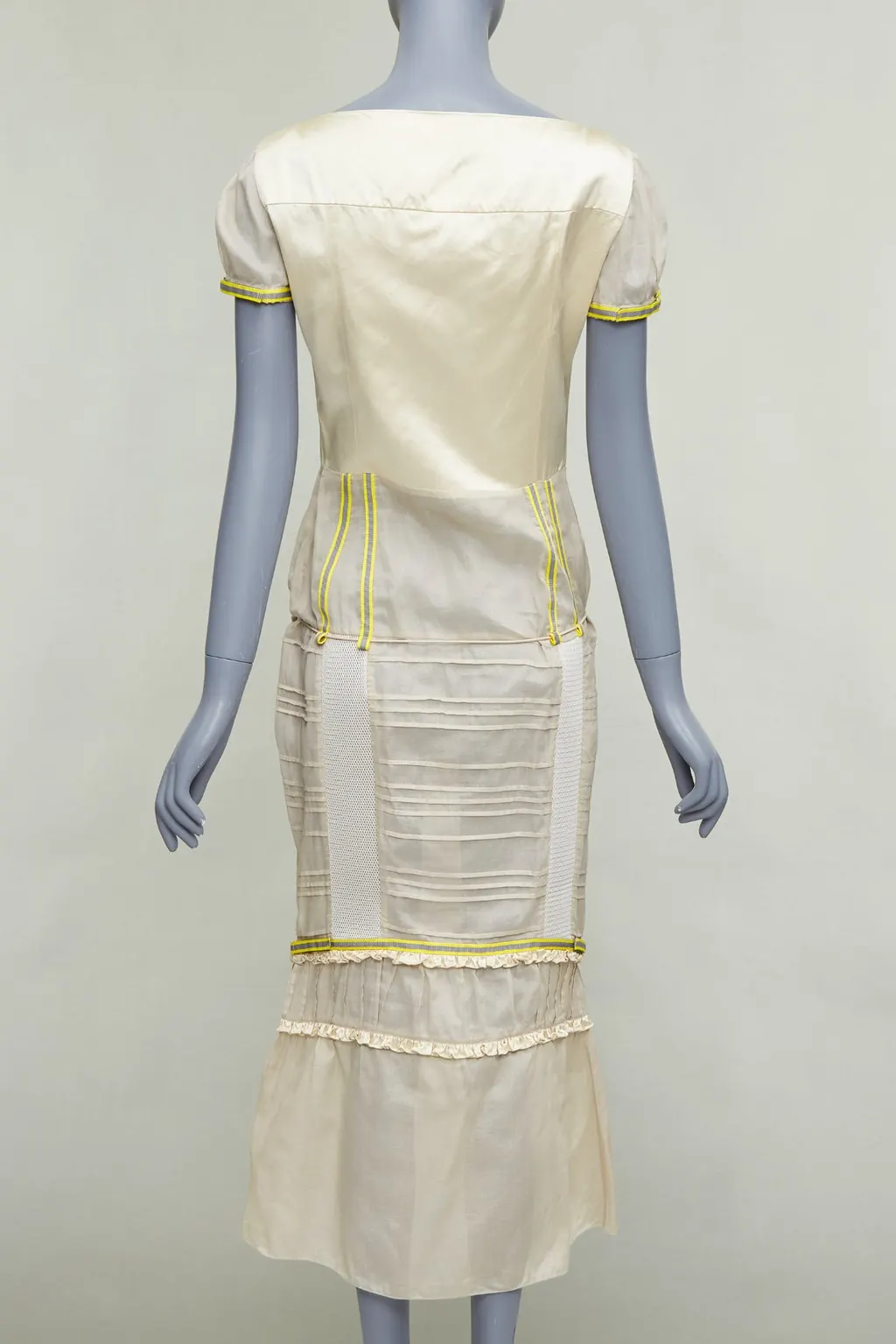 Miu Miu Patchwork Neon Dress Ecru Silk Very good - Box View