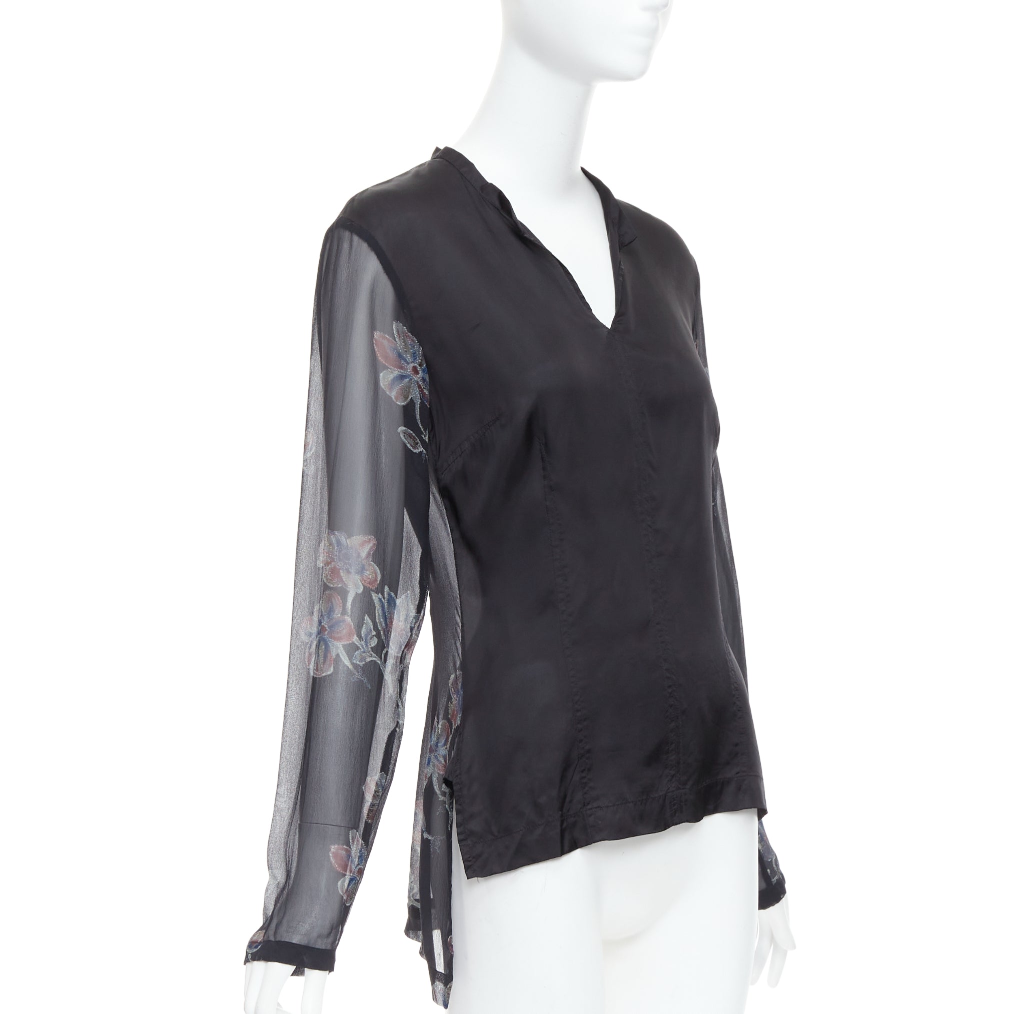 Dries Van Noten Silk Sheer Hi-Low Blouse