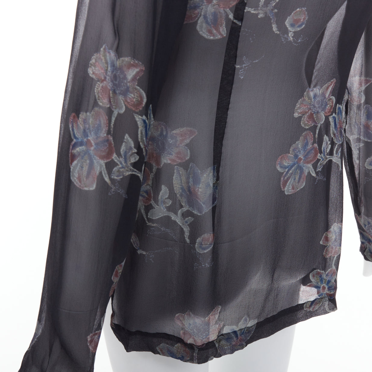 Dries Van Noten Silk Sheer Hi-Low Blouse - Back view