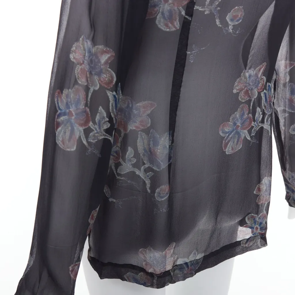 Dries Van Noten Silk Sheer Hi-Low Blouse Black Silk Very good - Back View