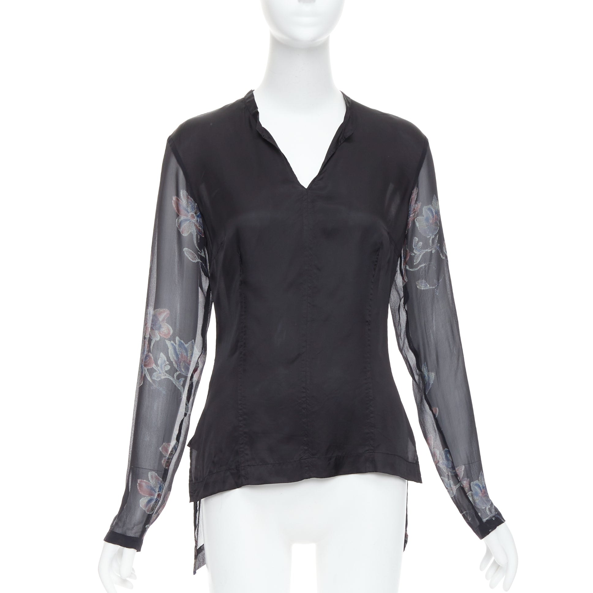 Dries Van Noten Silk Sheer Hi-Low Blouse - Image 6