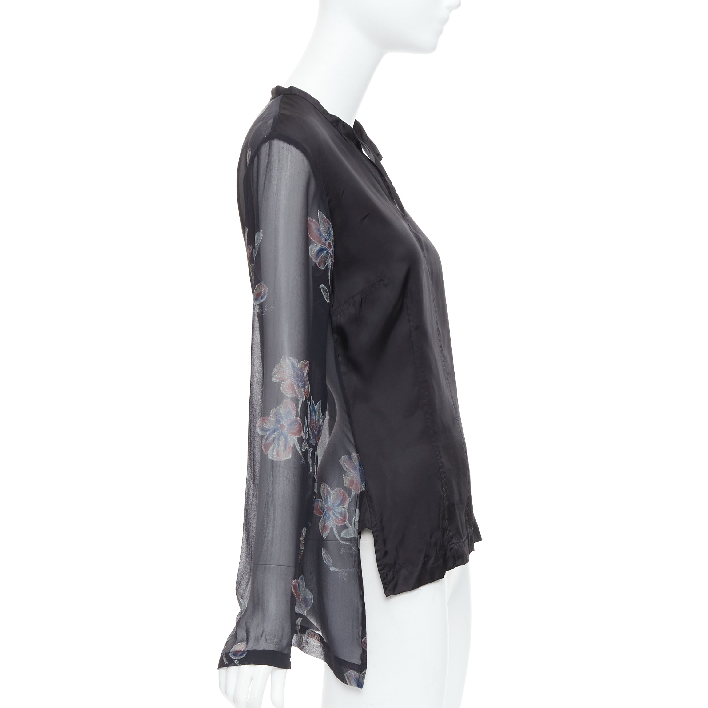 Dries Van Noten Silk Sheer Hi-Low Blouse - 4