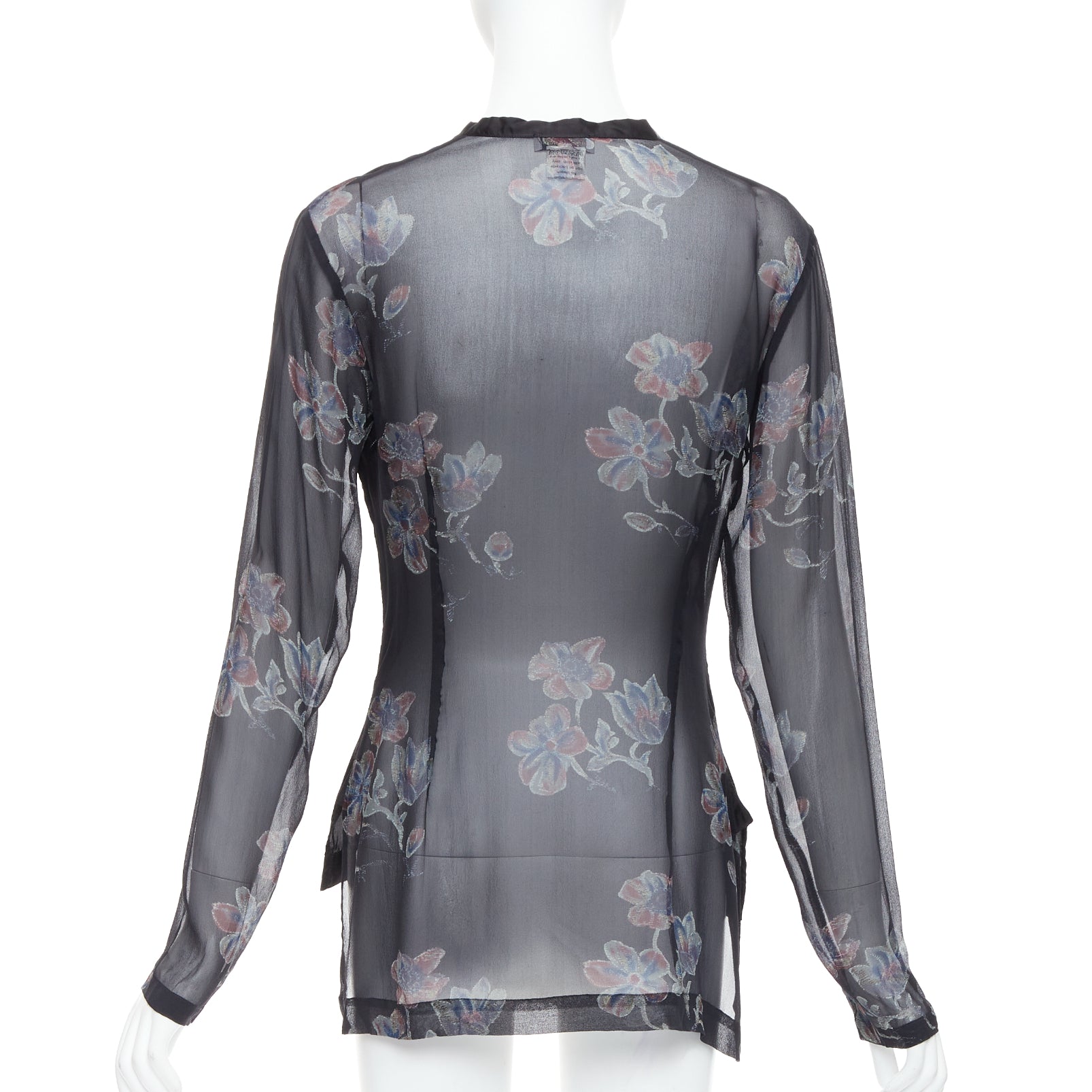 Dries Van Noten Silk Sheer Hi-Low Blouse - Side view