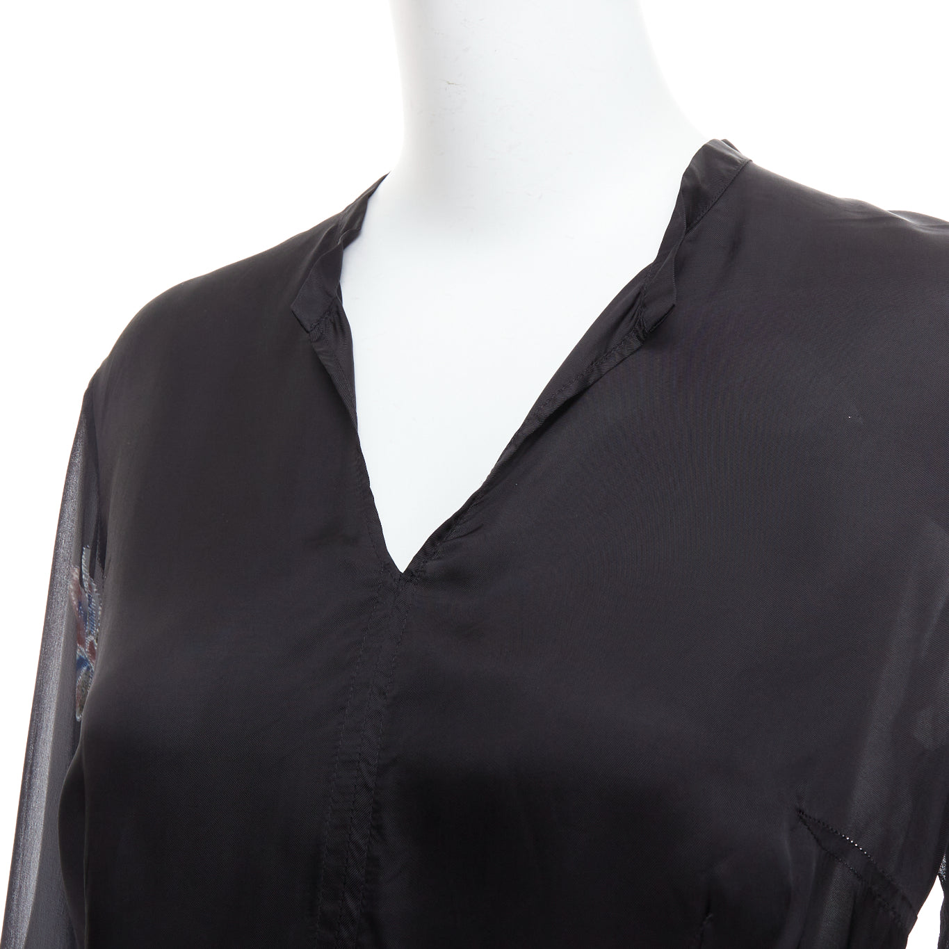 Dries Van Noten Silk Sheer Hi-Low Blouse - Detail 2