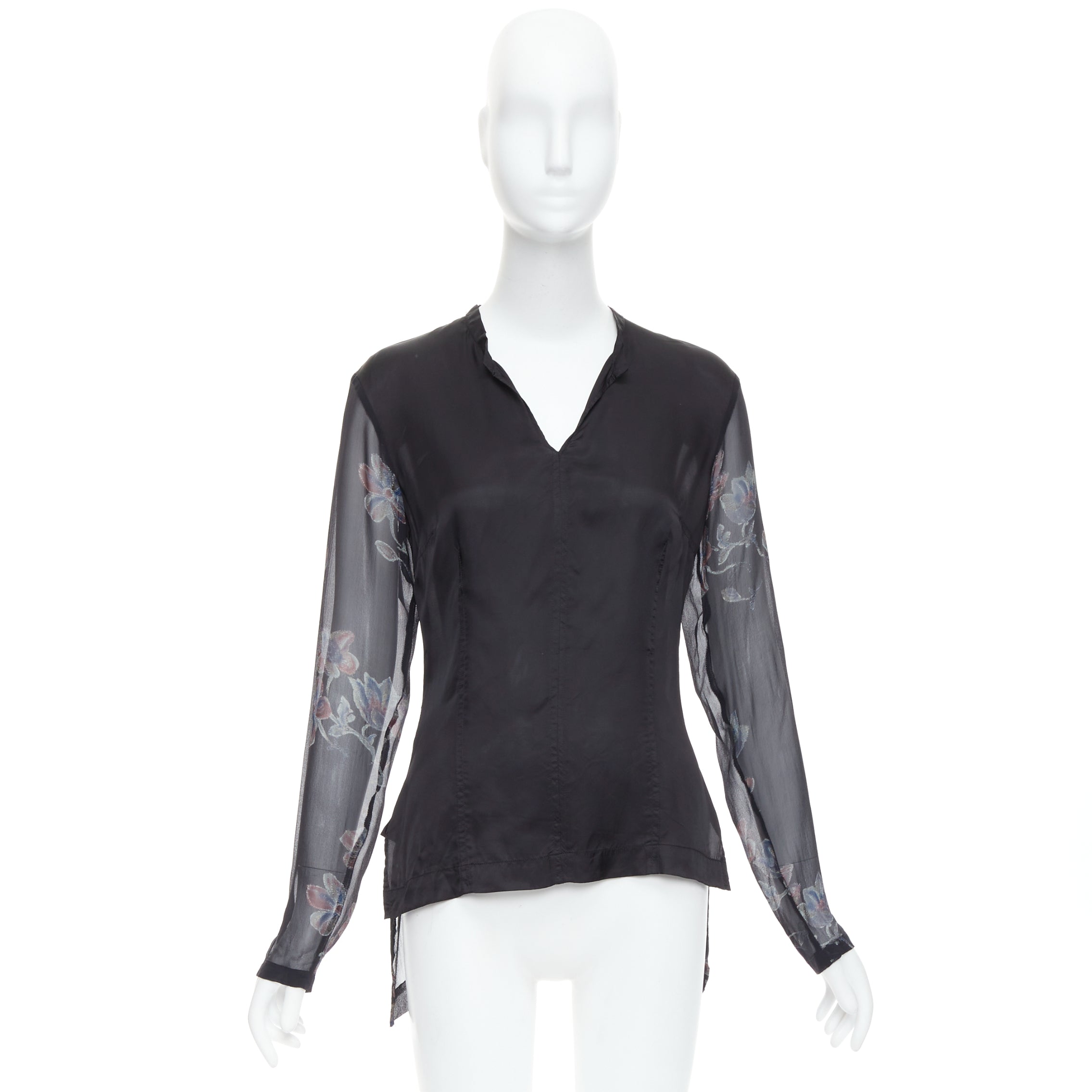 Dries Van Noten Silk Sheer Hi-Low Blouse - Image 11