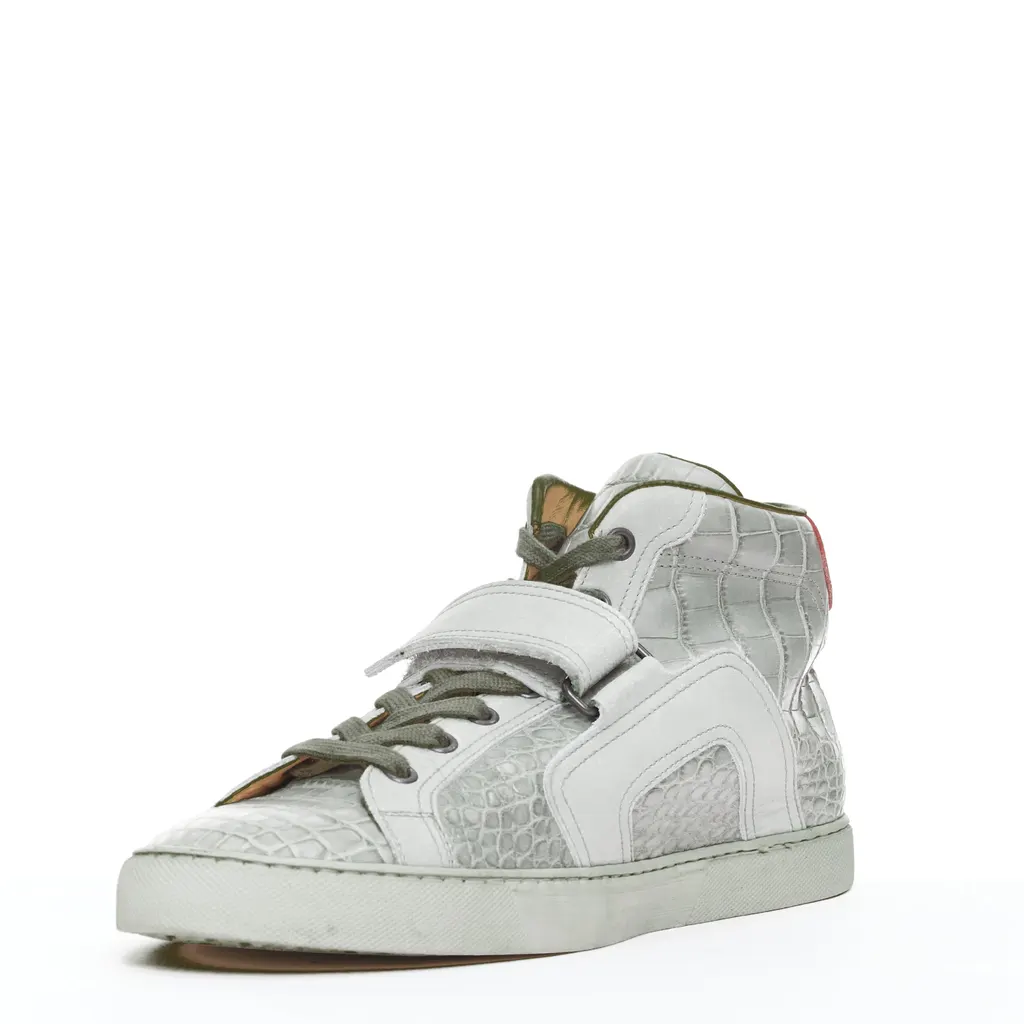 Hermès Croc High Tops Grey Leather Fair - Model View