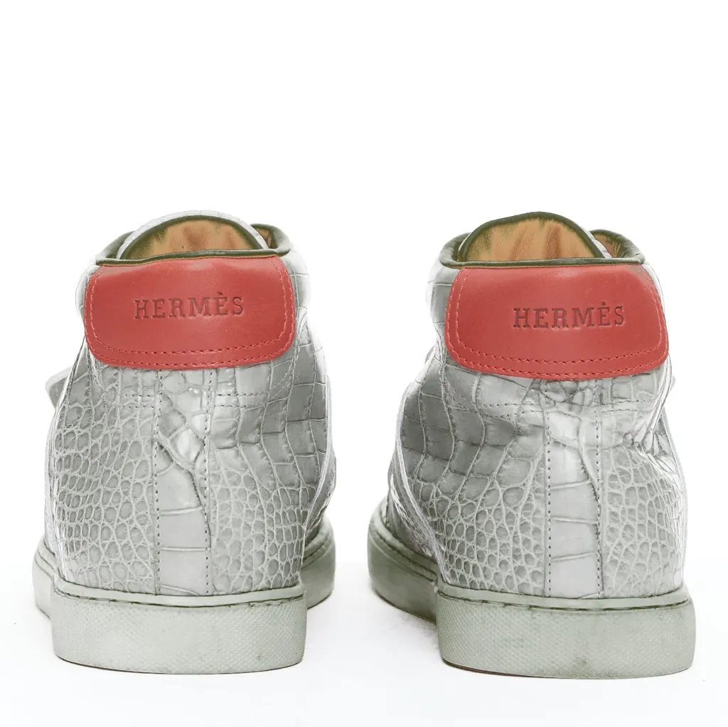 Hermès Croc High Tops Grey Leather Fair - Box View