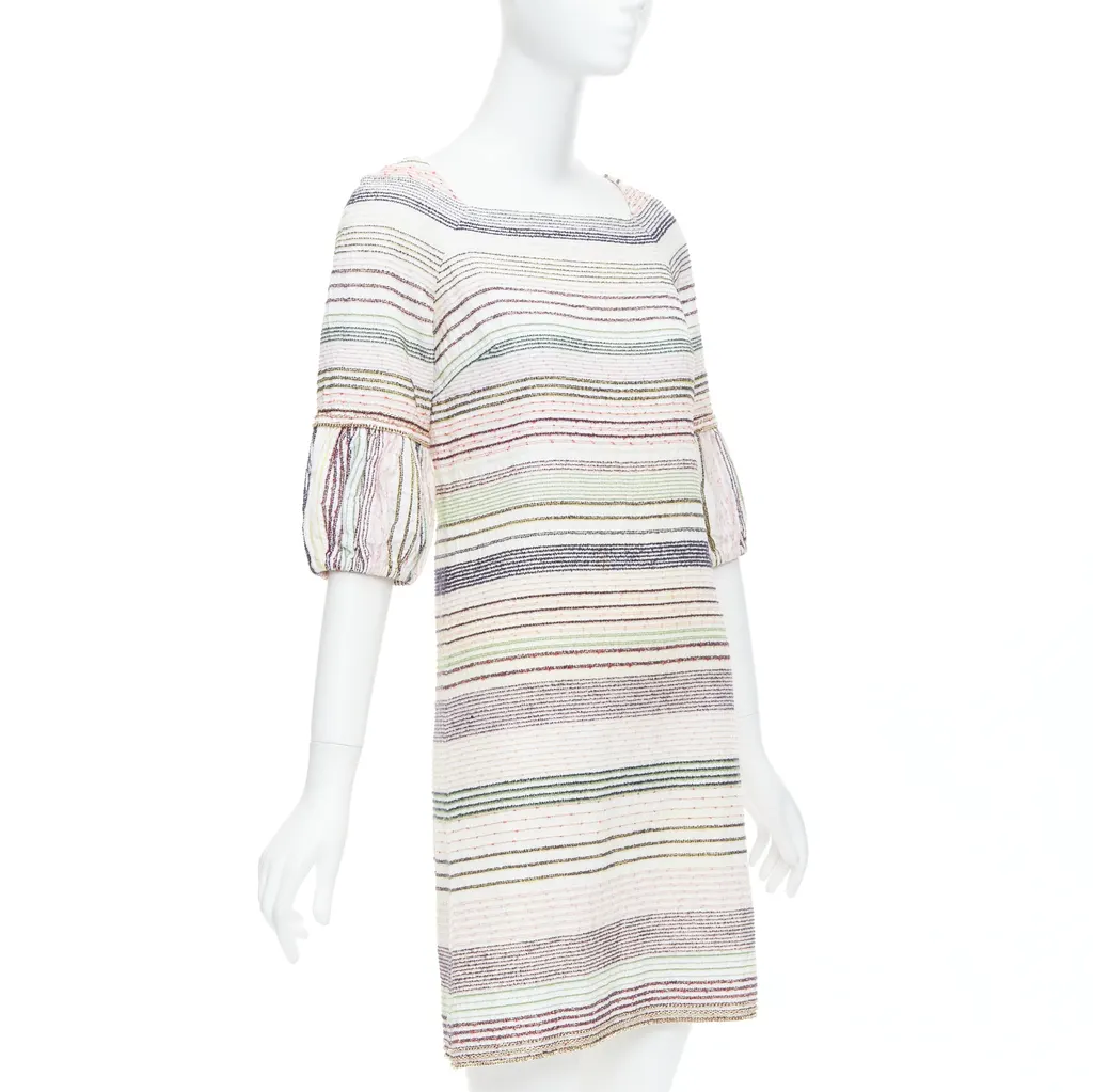 Chanel Tweed Chain Dress White Cotton Good - Inside View