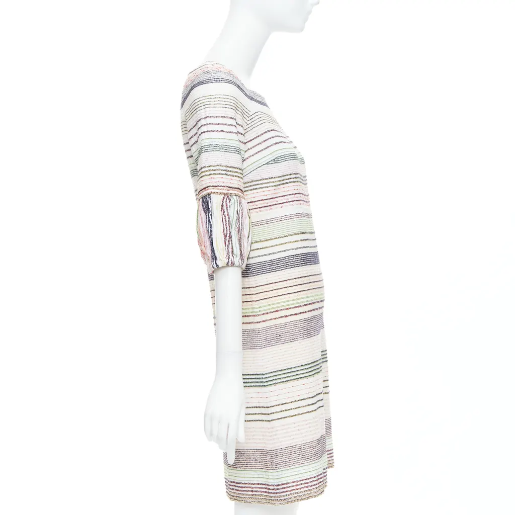 Chanel Tweed Chain Dress White Cotton Good - Model View