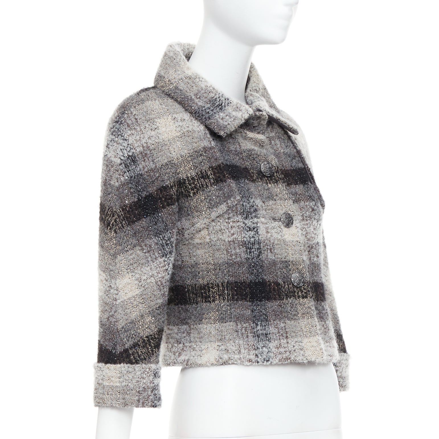 Chanel Grey Tweed Crop Jacket - 4