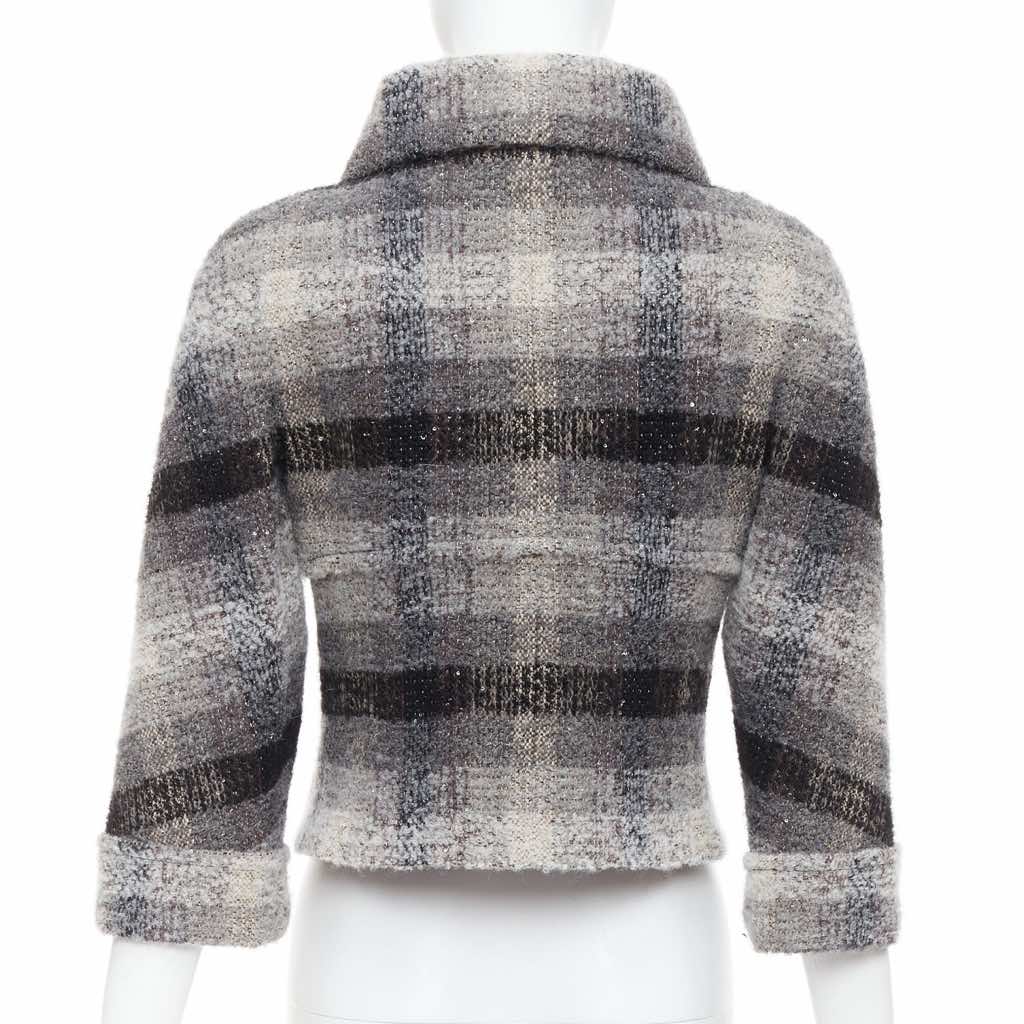 Chanel Grey Tweed Crop Jacket - Detail 1
