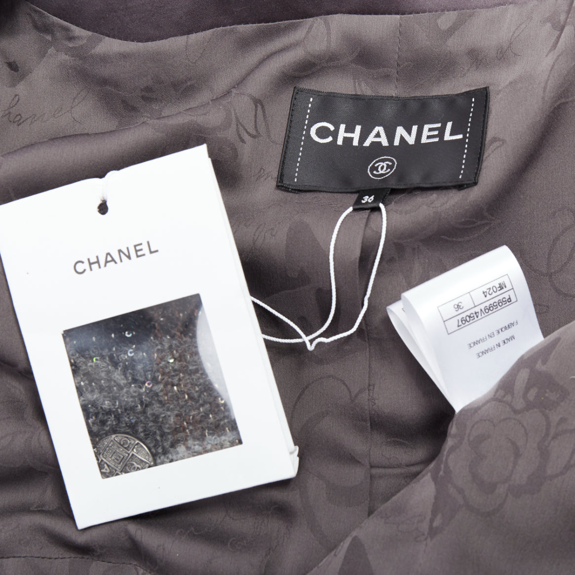 Chanel Grey Tweed Crop Jacket - Image 12