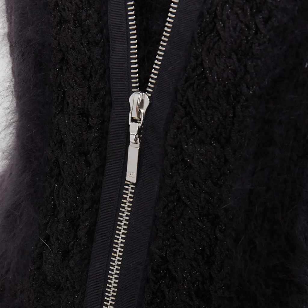 Chanel Fluffy Zip Sweater Black Cotton Never worn - Back View