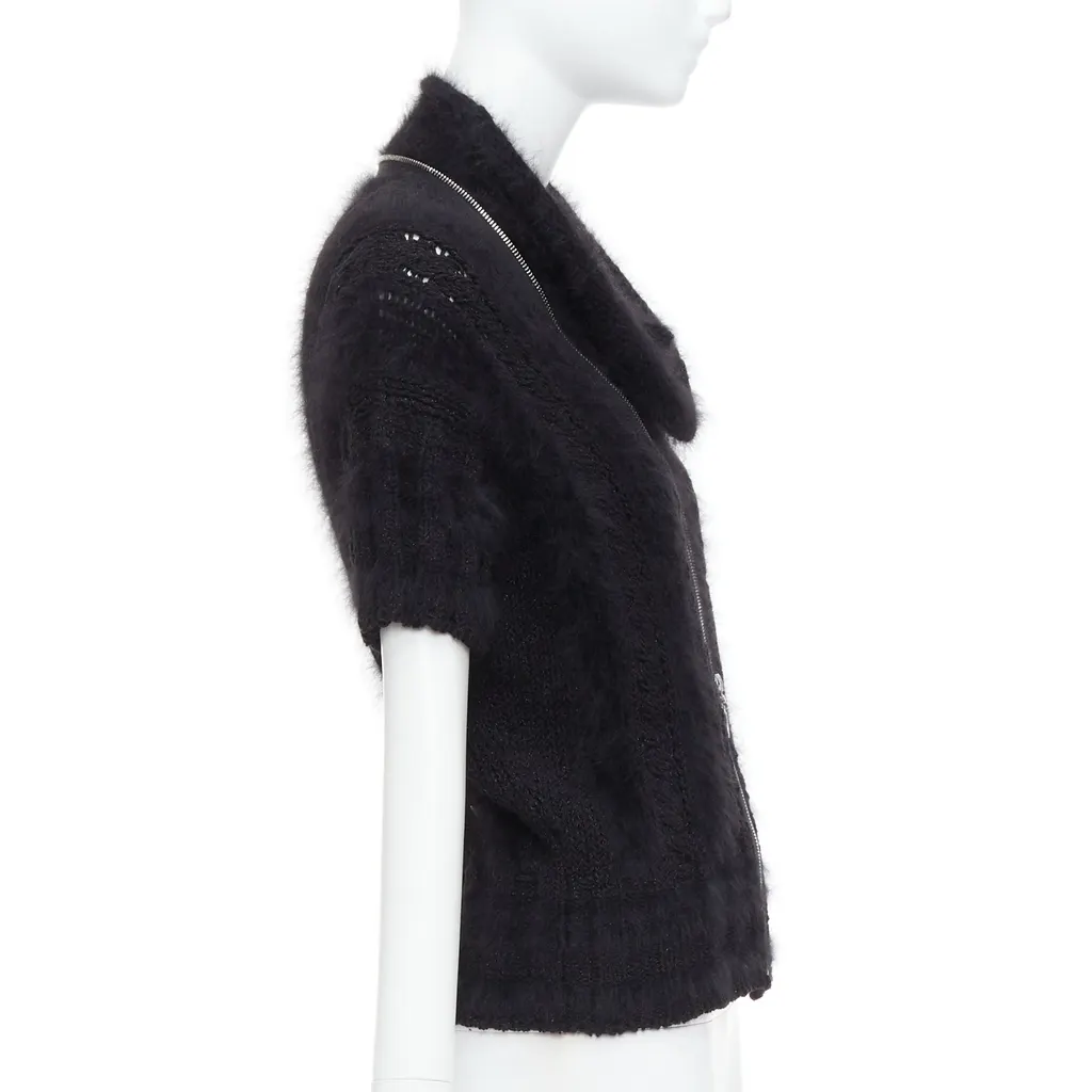 Chanel Fluffy Zip Sweater Black Cotton Never worn - Model View