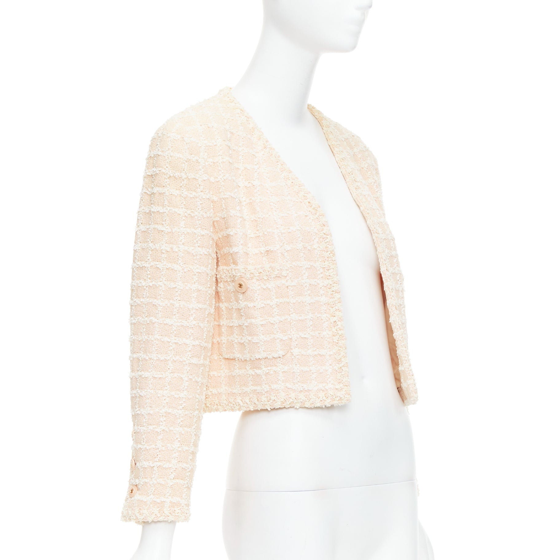 Chanel Pink Tweed Crop Jacket - Image 6