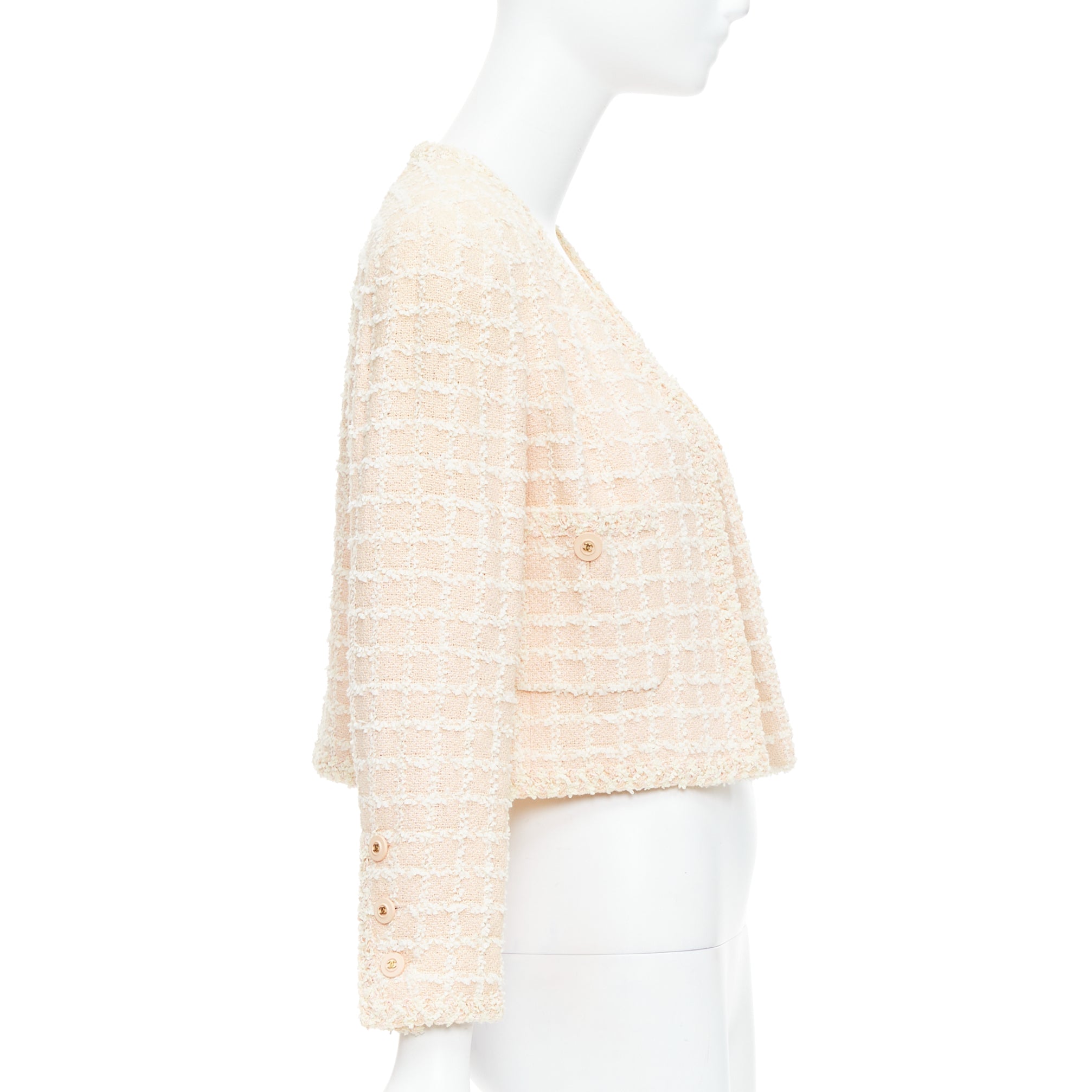 Chanel Pink Tweed Crop Jacket - 4